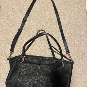 Vince Camuto Black Soft Leather Textured Shoulder Bag